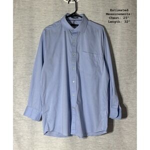 Tommy Hilfiger Mens Blue Dress Shirt Regular Fit Stretch Wrinkle Resistant LARGE